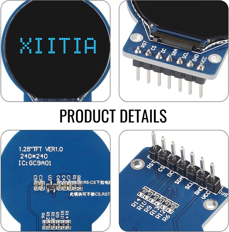 XIITIA 3pcs DC 3.3V 1.28 Inch TFT LCD Display Module Round RGB 240 * 240 GC9A01 Driver 4 Wire SPI Interface 240x240 PCB for Arduino - Image 4